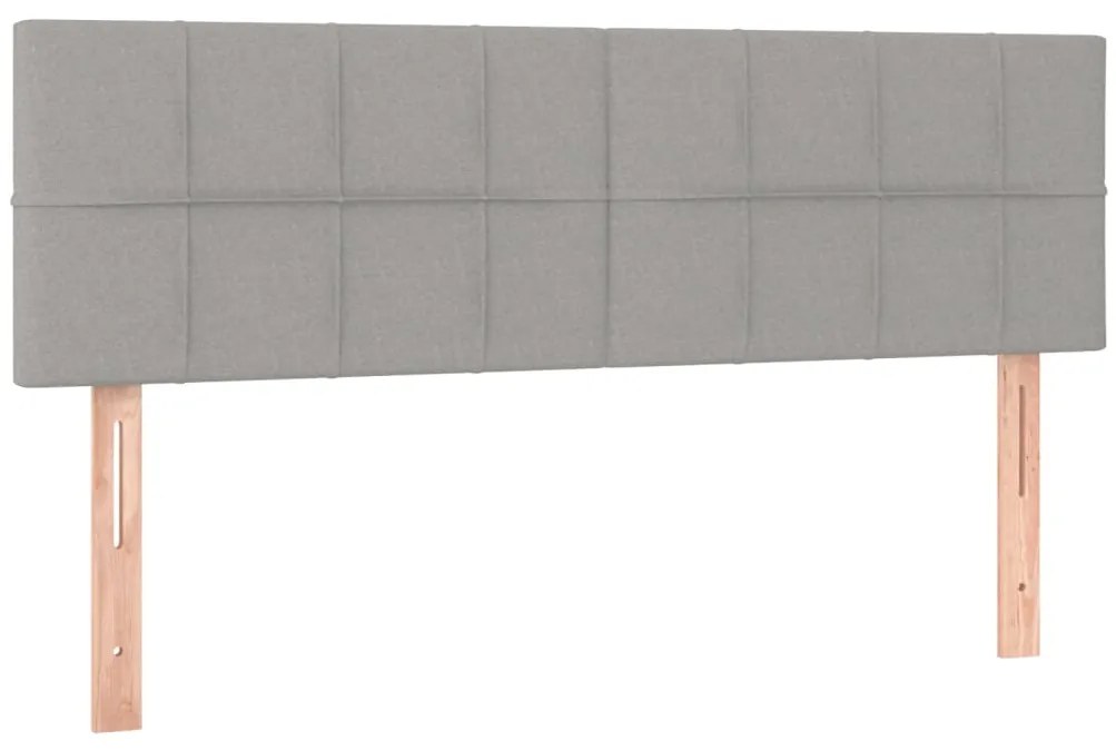 Cabeceira de cama c/ luzes LED tecido 144x5x78/88cm cinza-claro