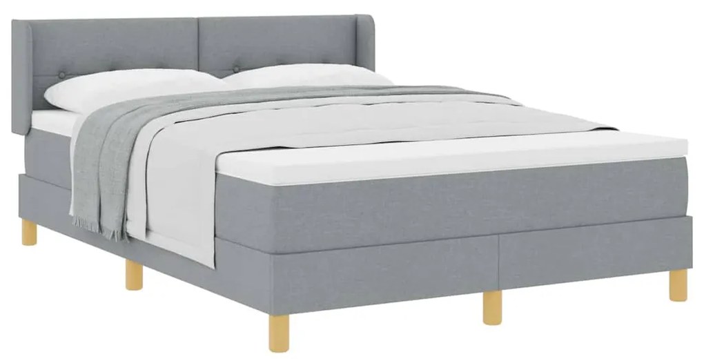Cama Box com Colchão Cinza Claro, 140 x 200cm, Tecido