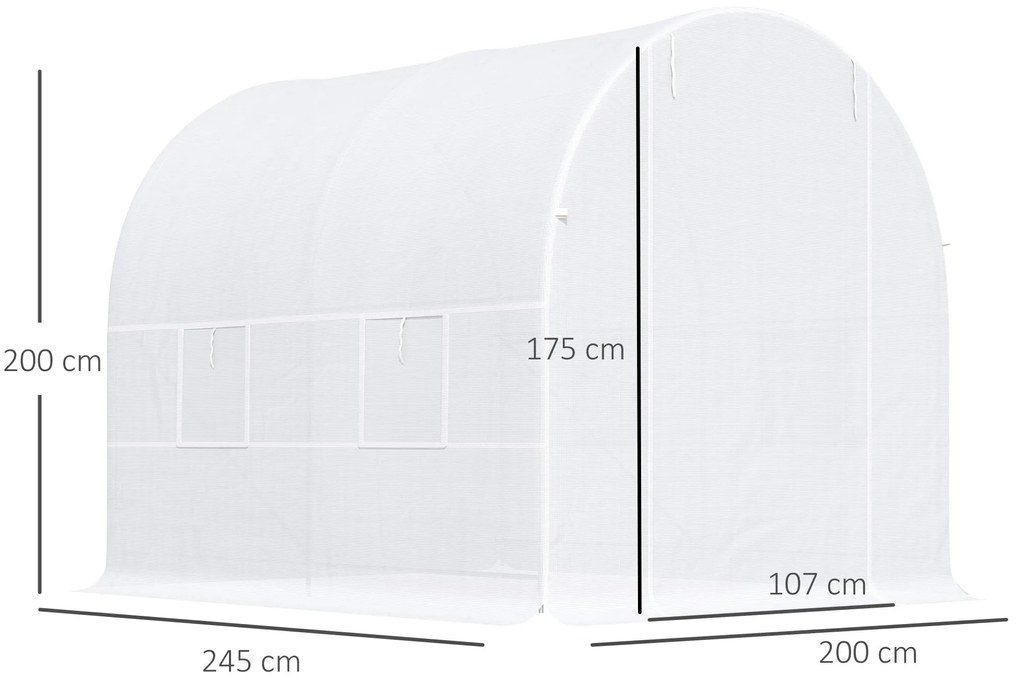 Outsunny Estufa Tipo Túnel 245x200x200cm Estufa de Jardim com Portas E