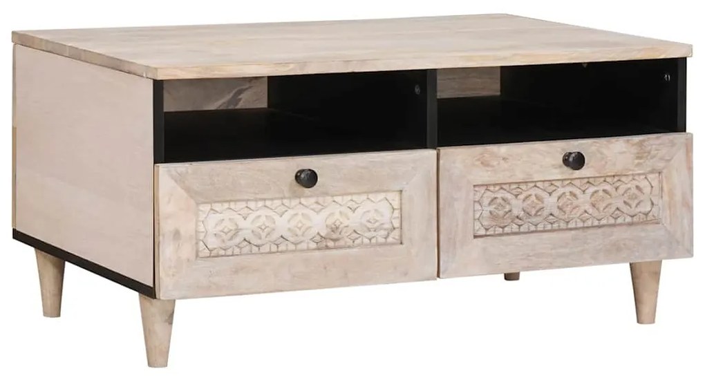 vidaXL Mesa de centro Branco 80 x 54 x 40 cm Madeira de acácia maciça