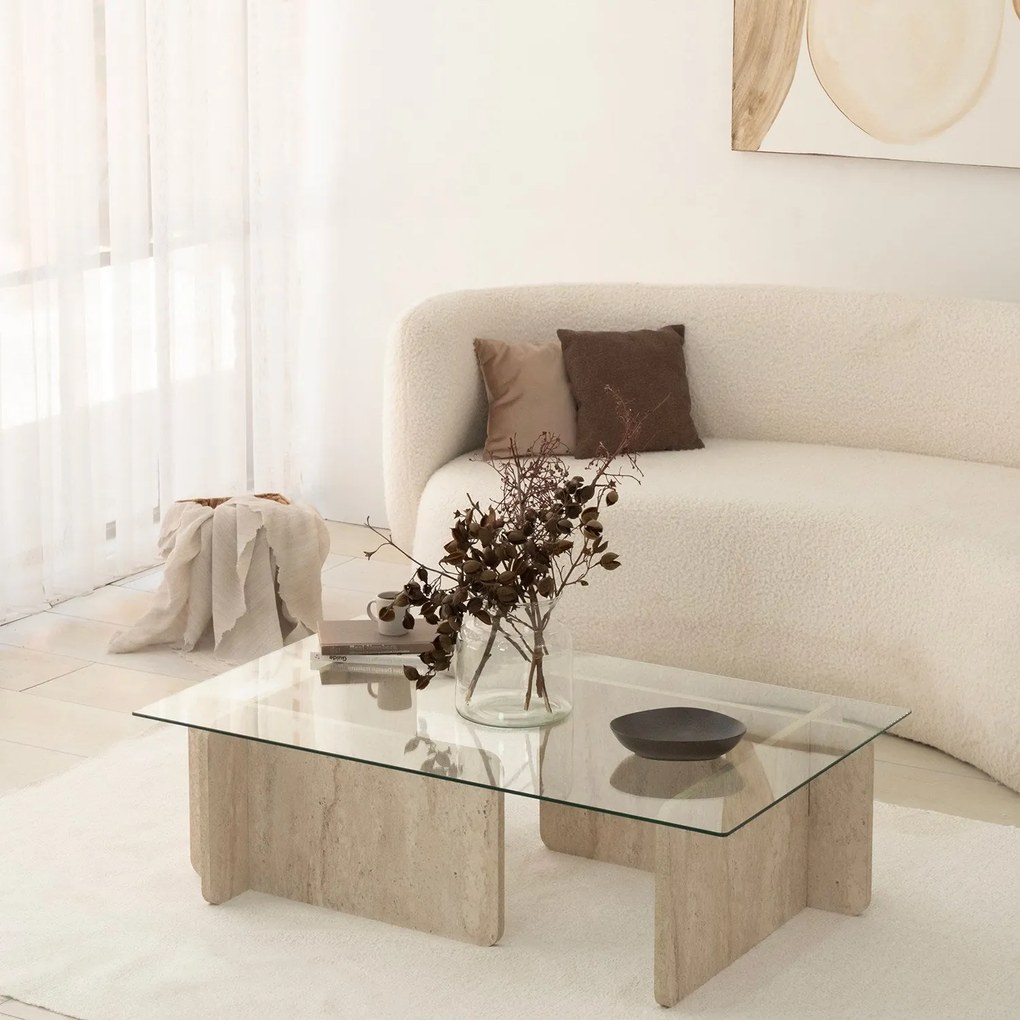 Mesa de Centro Escape – Travertino – 105 cm x 30 cm x 65 cm