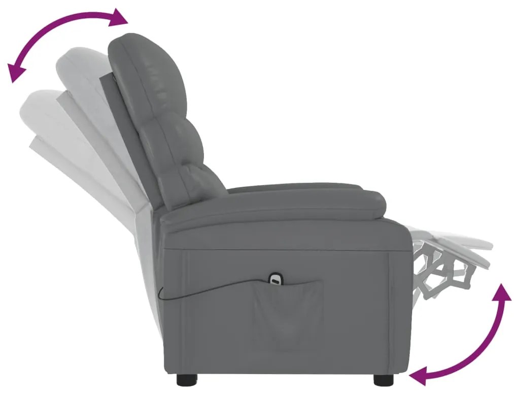Poltrona reclinável elétrica couro artificial cinzento