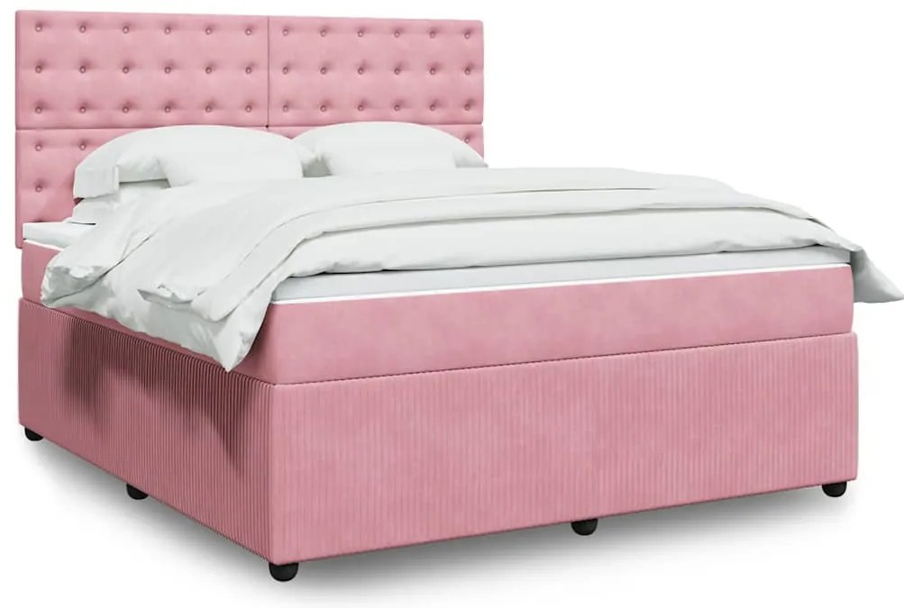 Cama com molas/colchão 180x200 cm veludo rosa