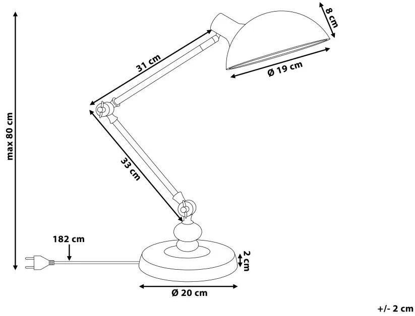 Candeeiro de mesa articulado preto 80 cm MERAMEC Beliani