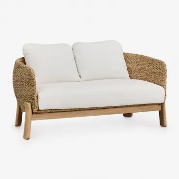 Sofá De Jardim De 2 Lugares Em Madeira De Acácia E Rattan Sintético Leilan Marrom Acácia Claro - Sklum
