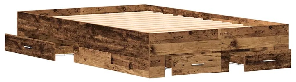 Cama com Gavetas vidaXL Madeira Velha 120x190 cm Madeira de Engenharia