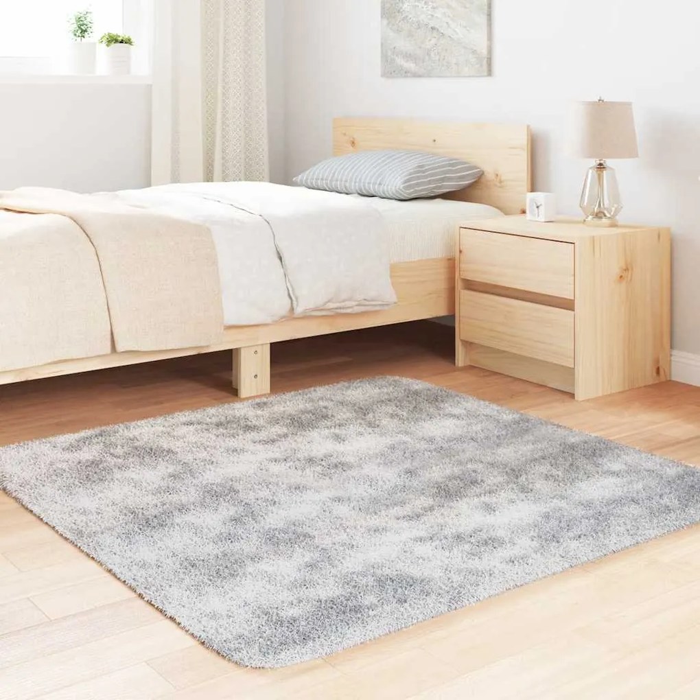 Tapete shaggy de pelo alto NAVARRA 120x120 cm cinzento-claro