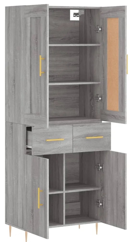 Armário alto 69,5x34x180 cm derivados de madeira sonoma cinza