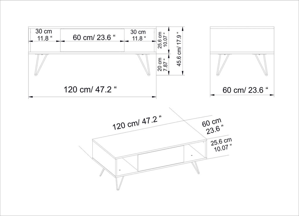 Mesa de Centro Mistico – Preto Nogueira – 120x45,6x60 cm