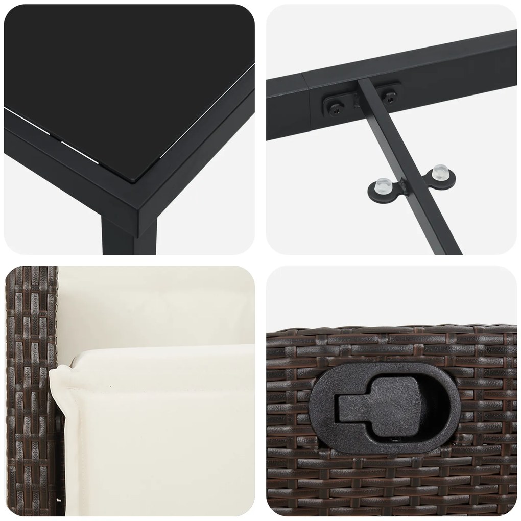 Conjunto de Jantar de Jardim 9 Peças Rattan Polipropileno Marrom