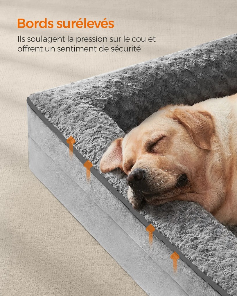 Cama ortopédica para cães de grande porte 122 x 89 x 18 cm cinzento