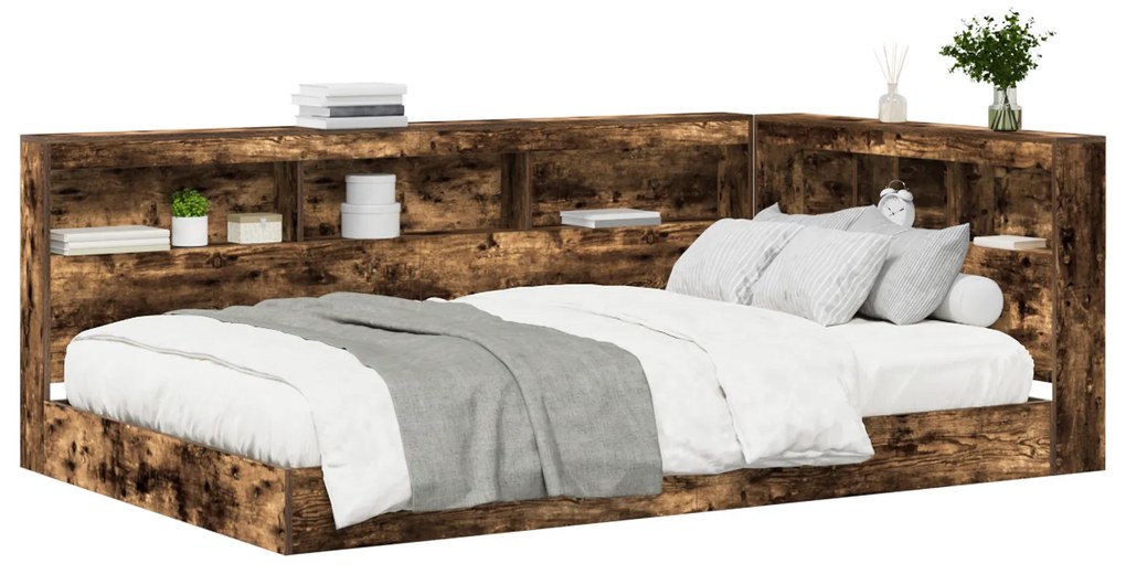 Cama Estante Carvalho Fumado 120x200 cm Madeira Engenheirada