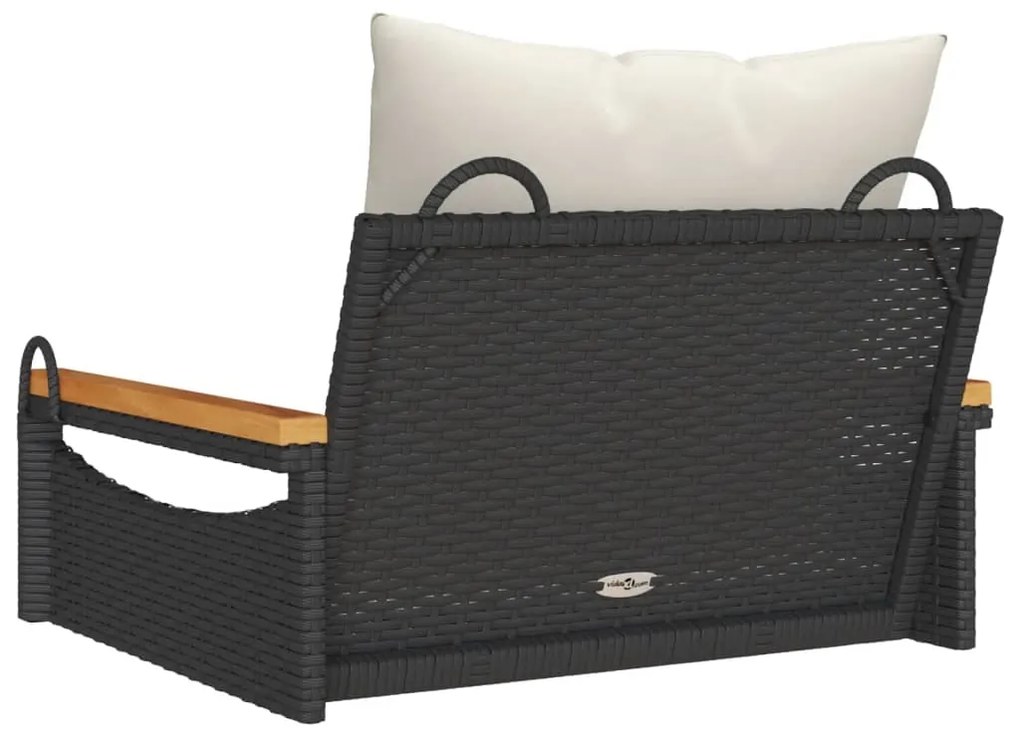 Banco baloiço com almofadões 63x62x40 cm vime PE preto