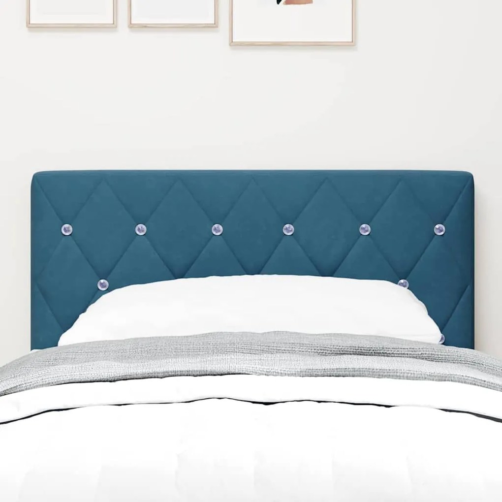 Cabeceira LED com botão de cristal, tufted, azul escuro, 80 cm, veludo