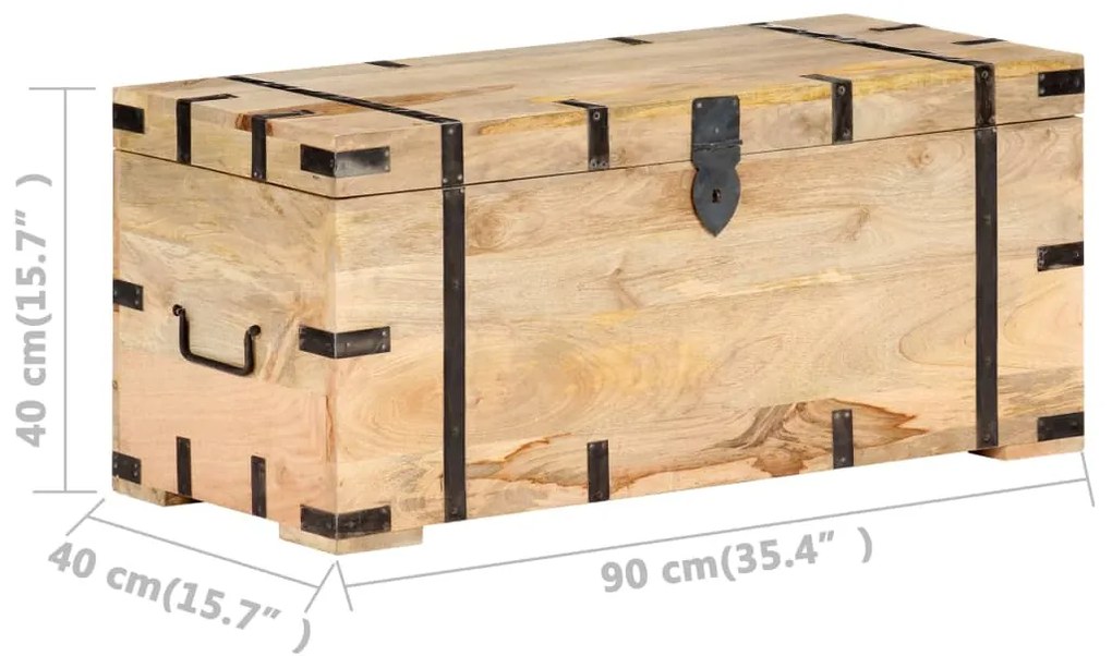 Baú 90x40x40 cm madeira de mangueira maciça