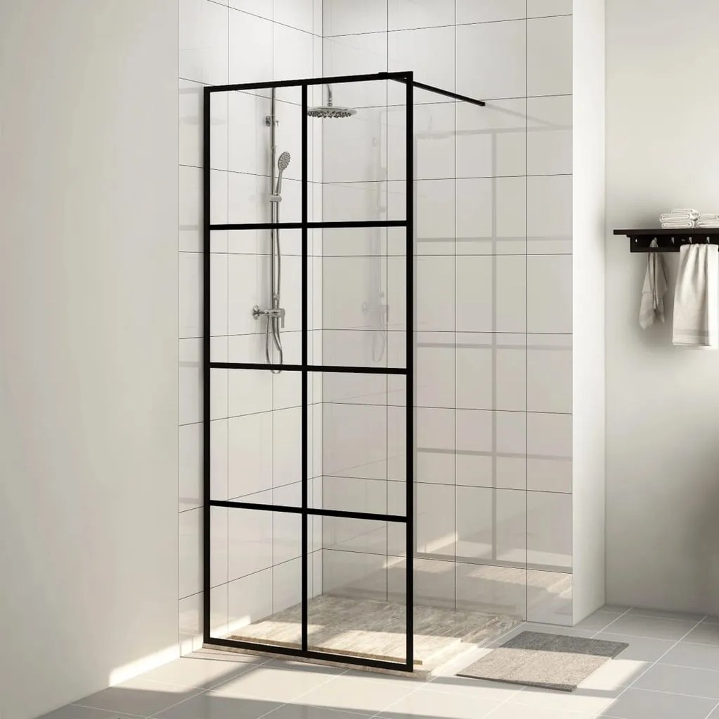 vidaXL Divisória de chuveiro 80x195 cm vidro transparente ESG preto