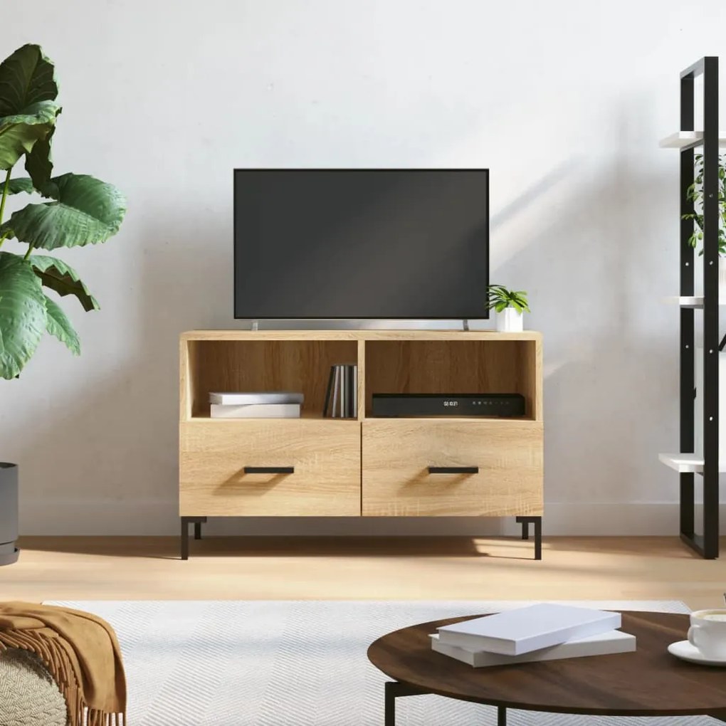 vidaXL Móvel p/ TV 80x36x50cm madeira processada carvalho sonoma