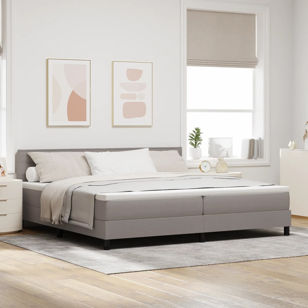 vidaXL Cama Box Spring com Colchão Taupe 200x200 cm Tecido