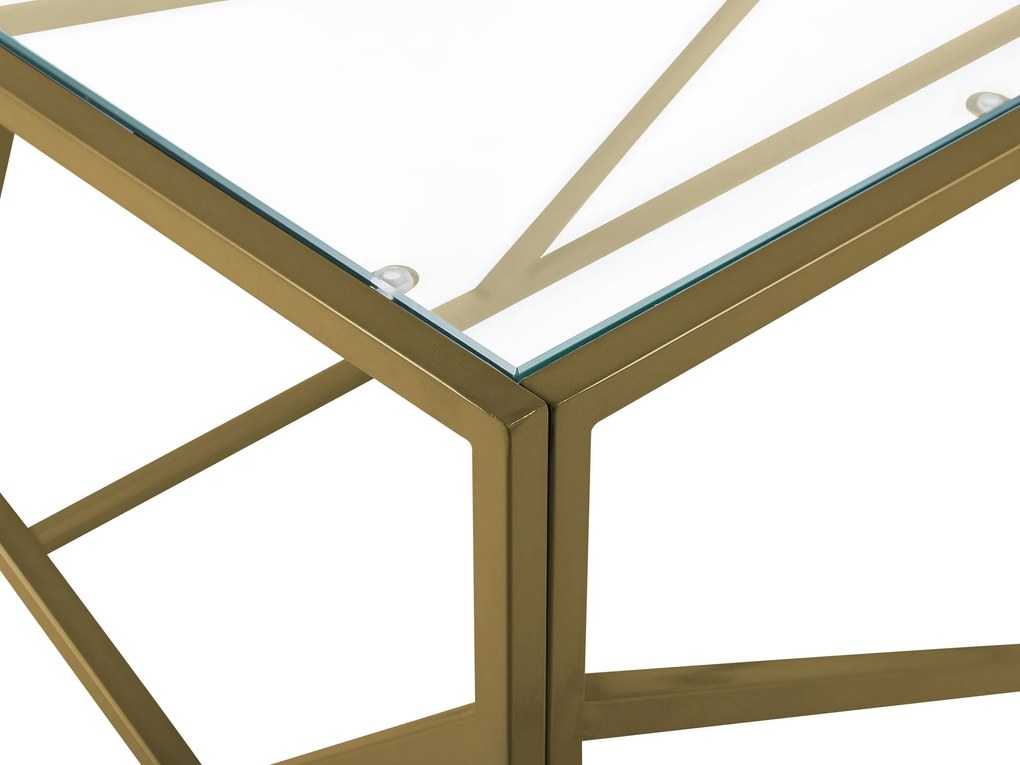 Mesa de centro dourada com tampo de vidro ORLAND Beliani