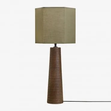 Candeeiro De Mesa Em Madeira De Manga Malva ↑40 Cm & Sage Green Ø30 Cm Tenerife - Sklum