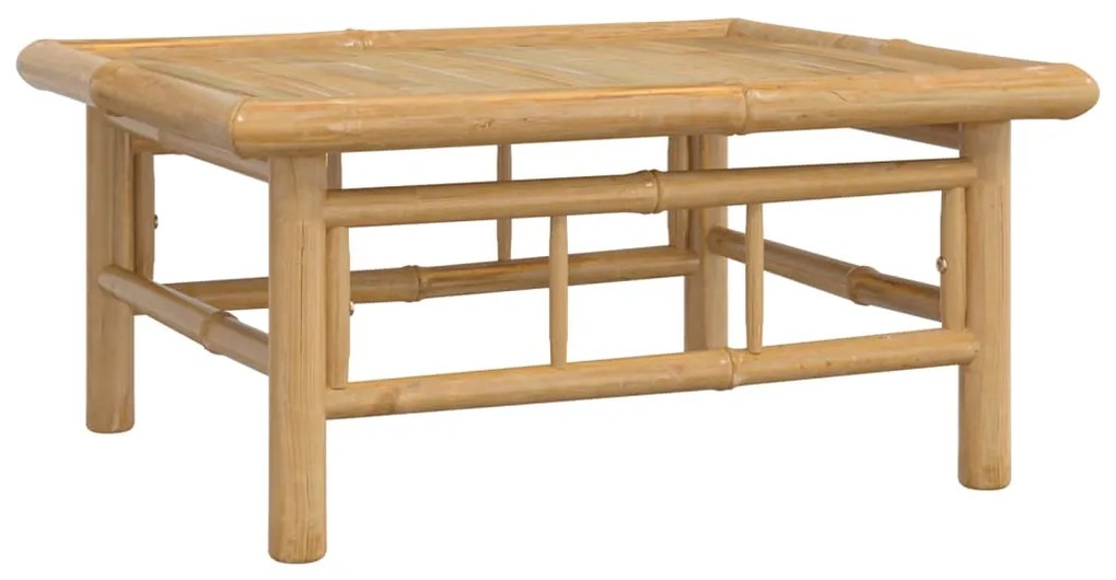 10pcs conjunto lounge de jardim bambu c/ almofadões branco nata