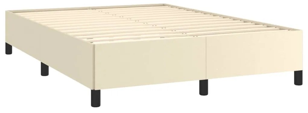 Estrutura de cama 140x190 cm couro artificial cor creme