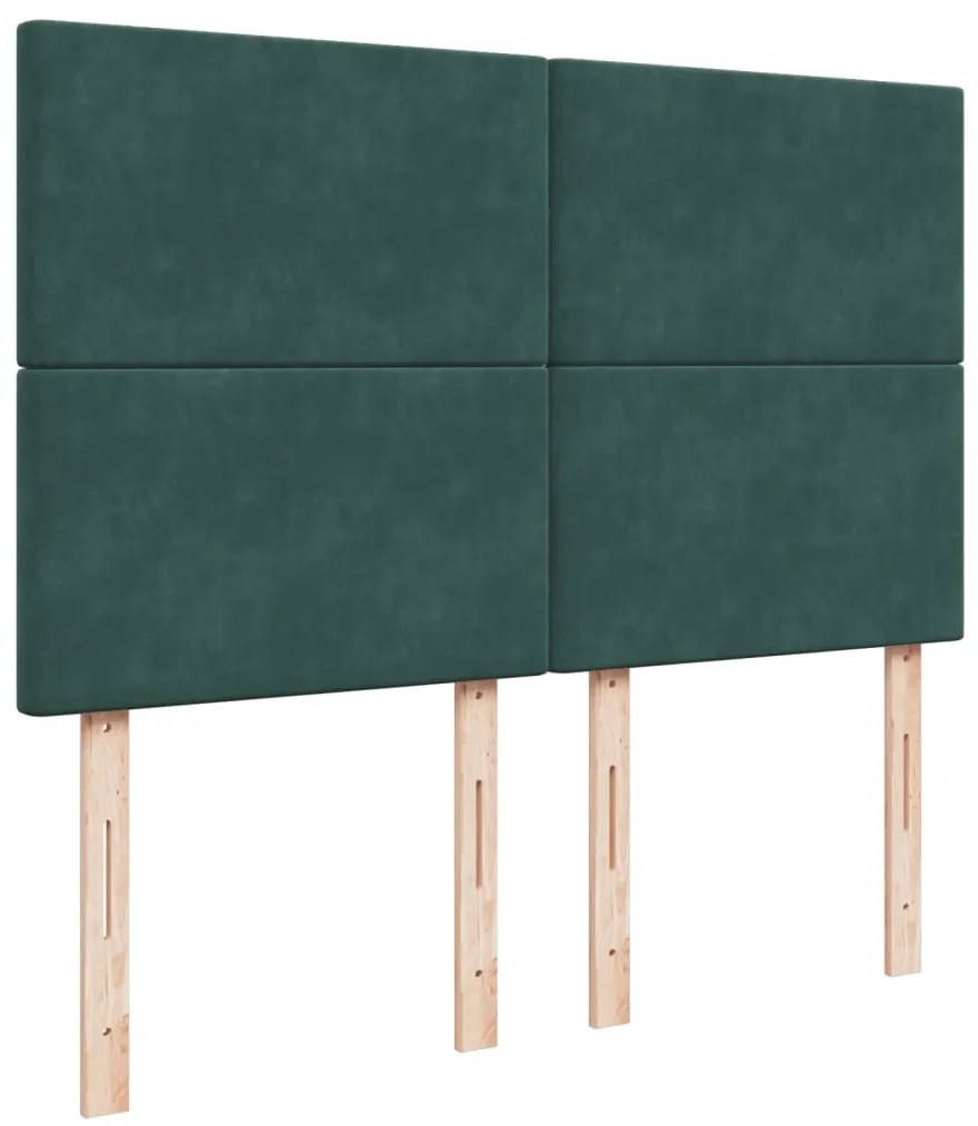 Cama com molas/colchão 140x200 cm veludo verde-escuro
