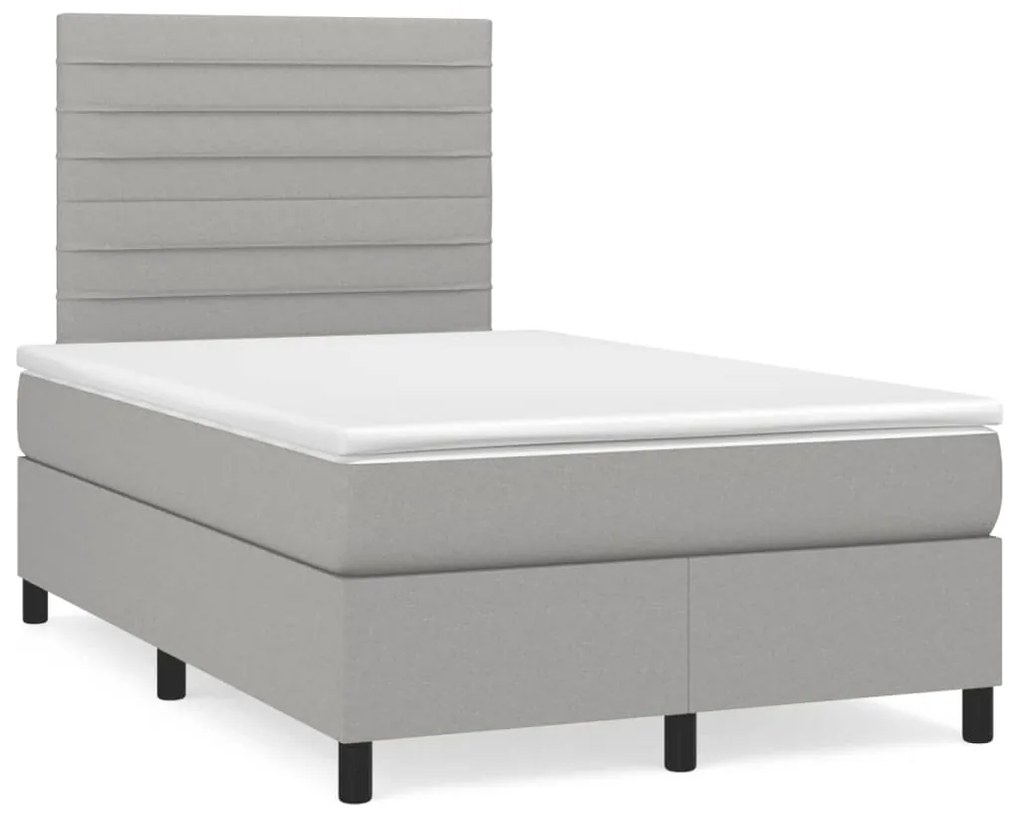 Cama boxspring com colchão 120x190 cm tecido cinzento-claro