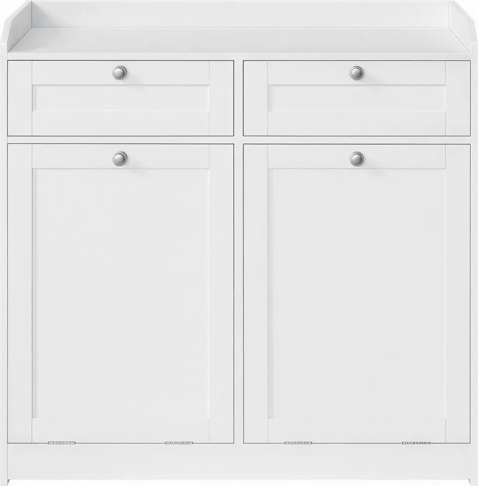 Armário de casa de banho, com 2 cestos de roupa suja removíveis 40 x 78,8 x 80 cm e 2 gavetas Branco