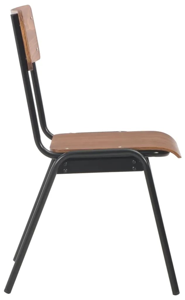 Cadeiras de jantar 4 pcs contraplacado maciço e aço castanho