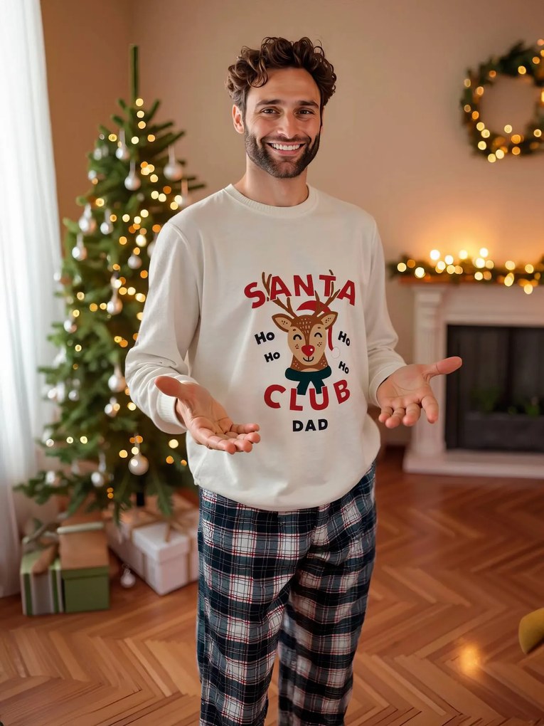 Pijama de Natal para homem, "Santa Club", coleção cápsula família cru