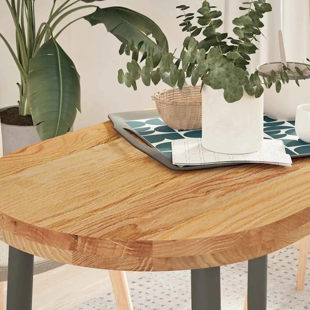 vidaXL Tampo de mesa 100x50x4 cm carvalho maciça oval castanho-claro