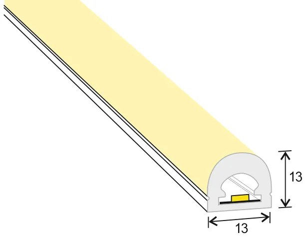 Led NEON Flex, 13x13mm, DC24V, 240Led/m, CCT, 5m, 90W, IP67 Branco Duplo