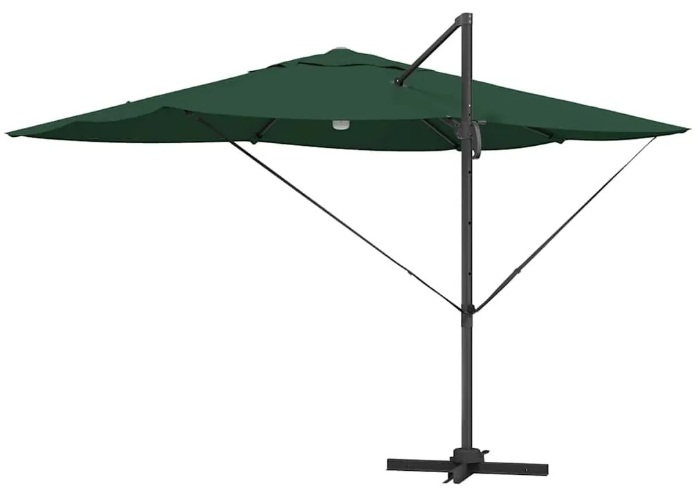 Guarda-sol Cantilever Roma da , com LEDs verdes e medidas de 352x251x2