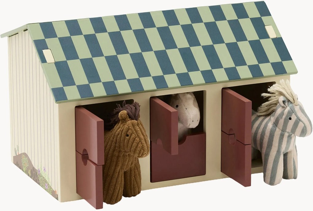 Estábulo de brinquedo Aiden com cavalos, conjunto de 4
