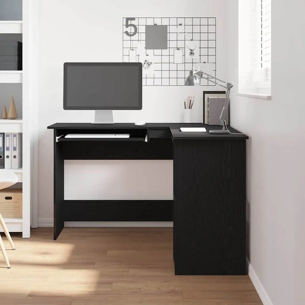 Escrivaninha vidaXL em Preto Carvalho de 120x140x75 cm em Madeira Enge