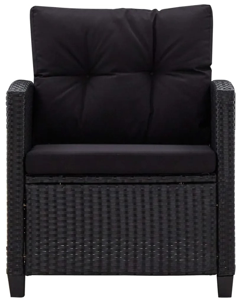 6 pcs conjunto sofás de jardim c/ almofadões vime PE preto