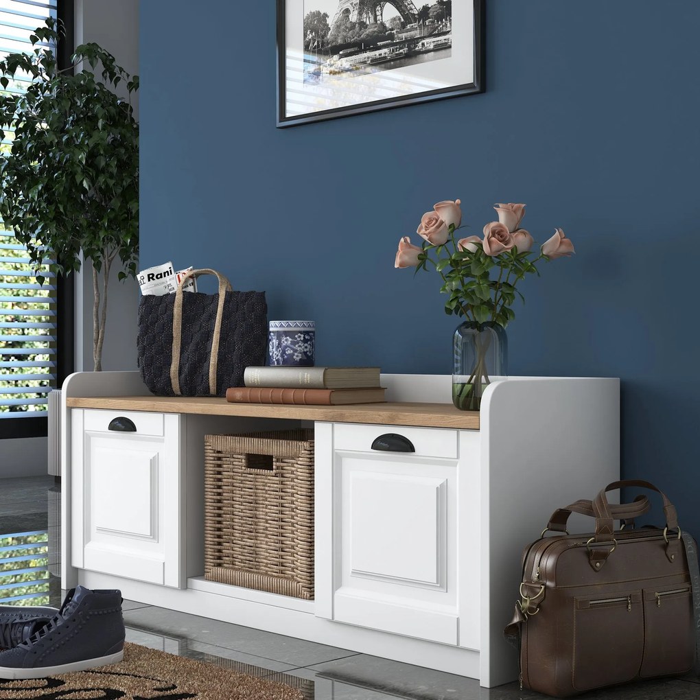 Sapateira P2 – Branco e Nogueira – 120x45x40 cm