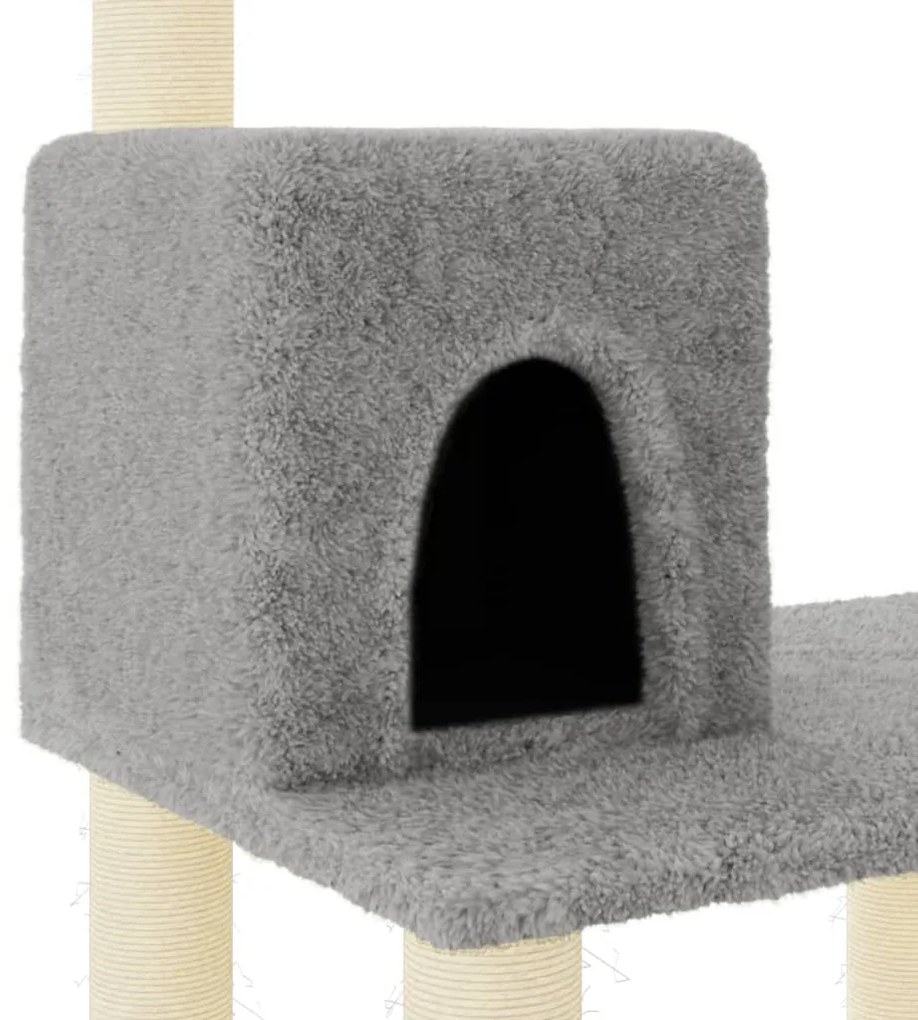 Árvore p/ gatos postes arranhadores sisal 118,5 cm cinza-claro