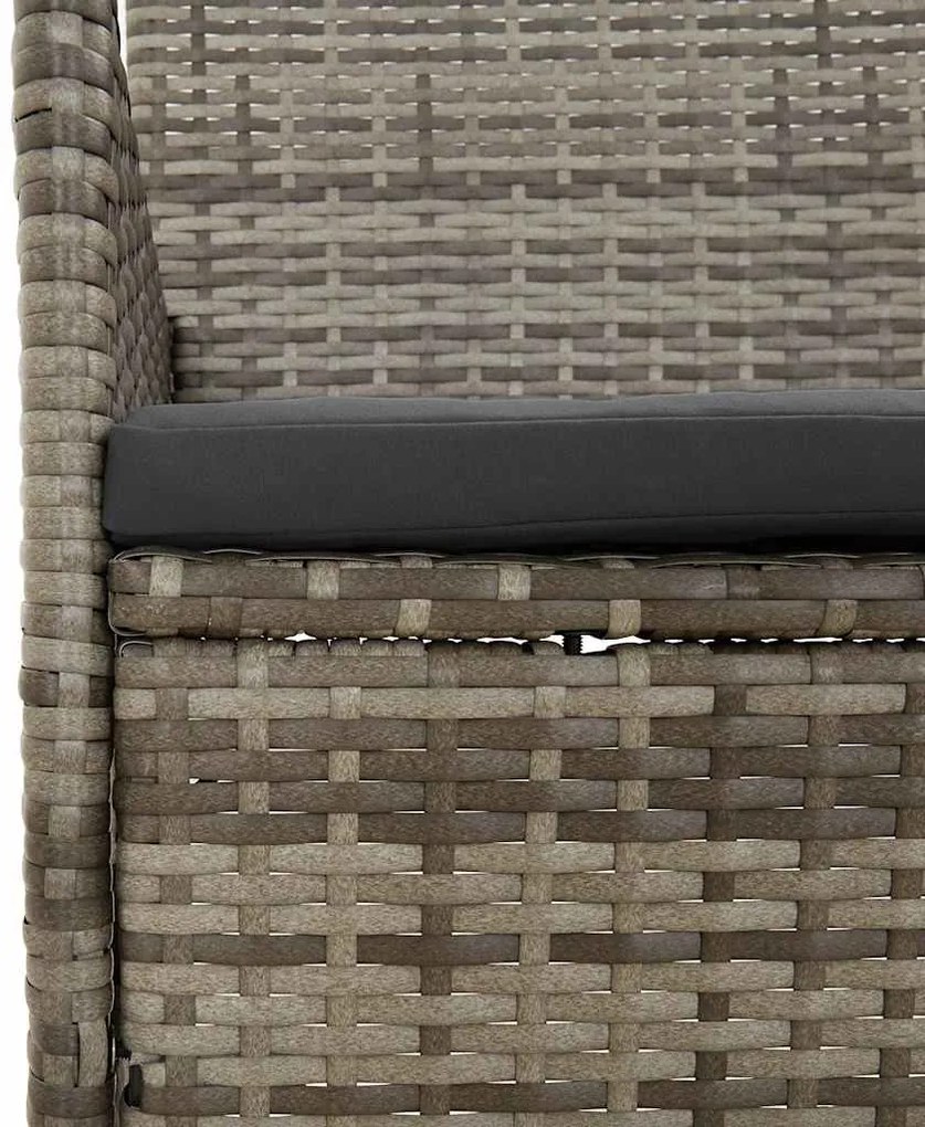 4 pcs conjunto lounge de jardim c/ almofadões vime PE cinzento