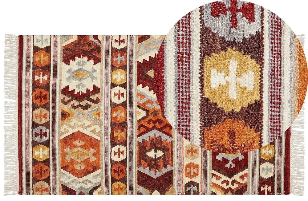 Tapete Kilim em lã multicolor 80 x 150 cm AYGAVAN Beliani