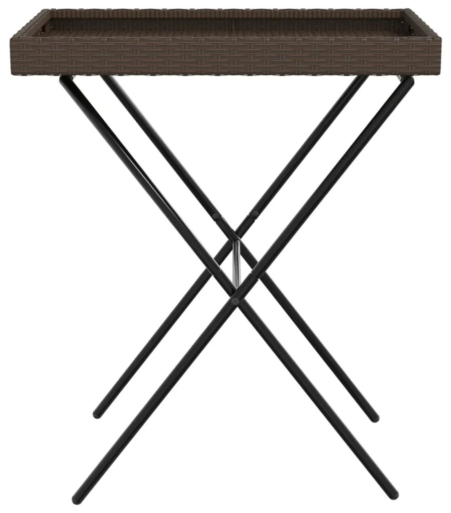 Mesa bandeja dobrável 65x40x75 cm vime PE castanho