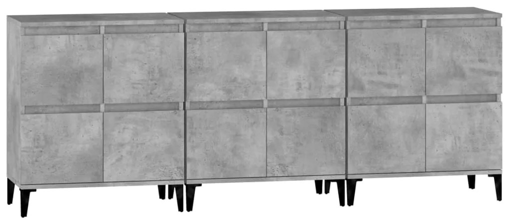 Aparadores 3 pcs 60x35x70 cm derivados de madeira cinza cimento