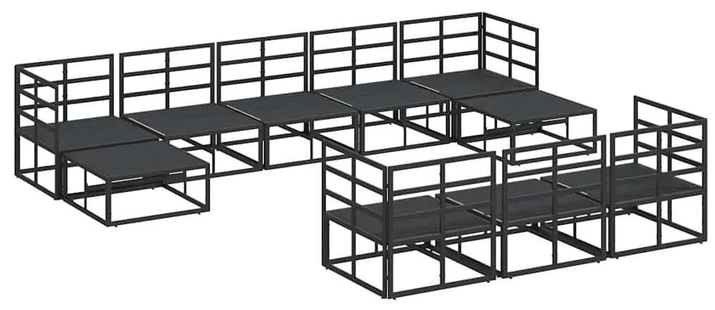 Conjunto de Sofá de Jardim 10 pcs Preto 353 x 141,5 x 71 cm