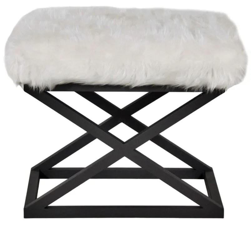 Pouffe Capraz – Preto e Branco – 50 cm x 42 cm x 40 cm