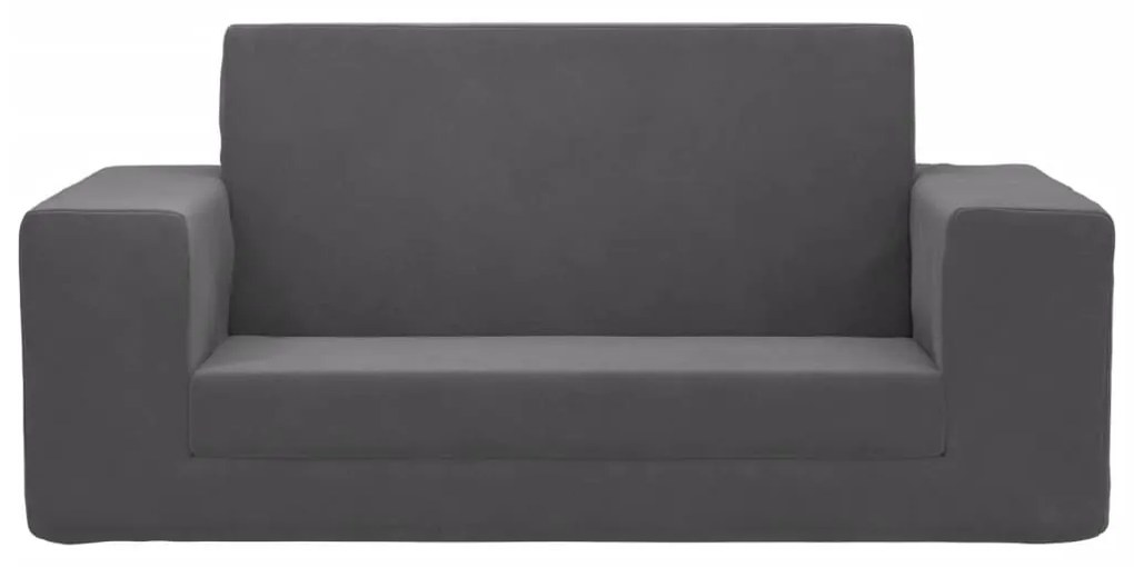 Sofá-cama infantil de 2 lugares pelúcia macia antracite