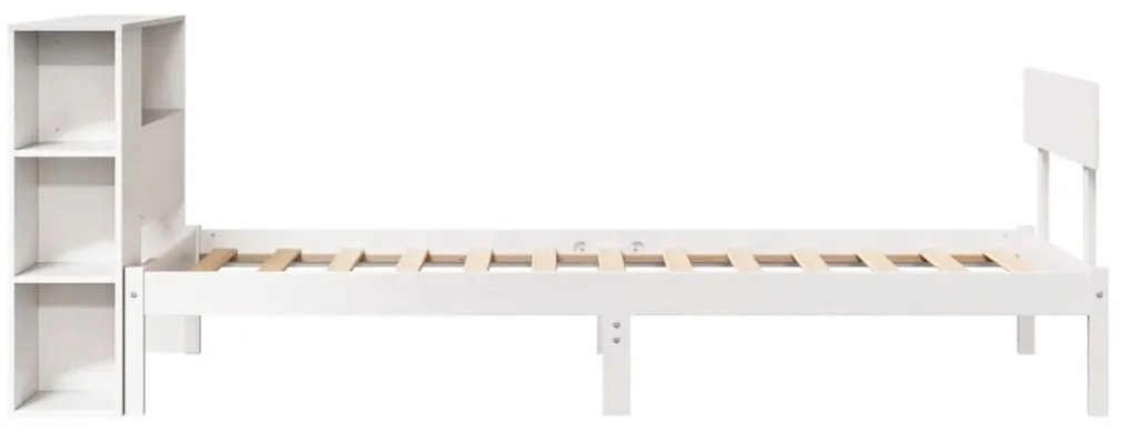Cama com estante sem colchão 90x190 cm pinho maciço branco