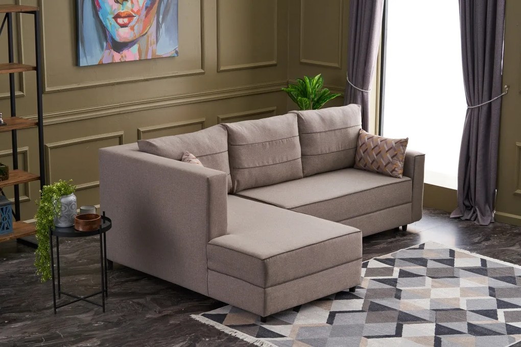 Sofá-Cama de Canto Ece – Creme – 242 x 88 x 90 cm