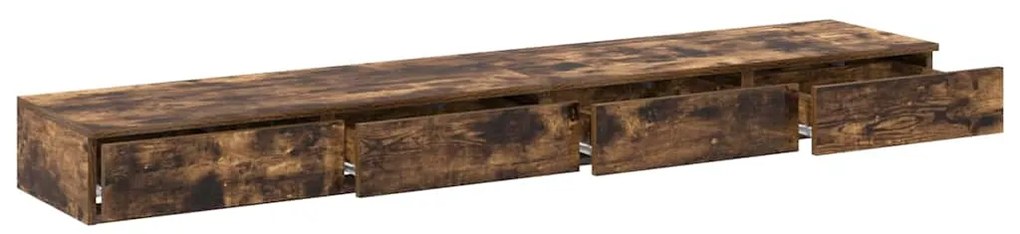 Gavetas de Cama em Carvalho Defumado - 180x36,5x16,5 cm - Feitas de Ma