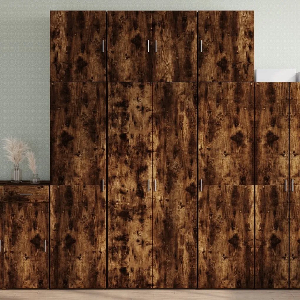 vidaXL Armário alto 80x42,5x249cm derivados de madeira carvalho fumado